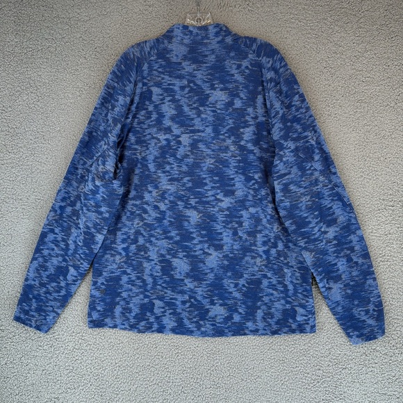 Lululemon Blue camouflage quarter zip mens XXL Pullover fleece shirt thumb holes - Picture 10 of 15